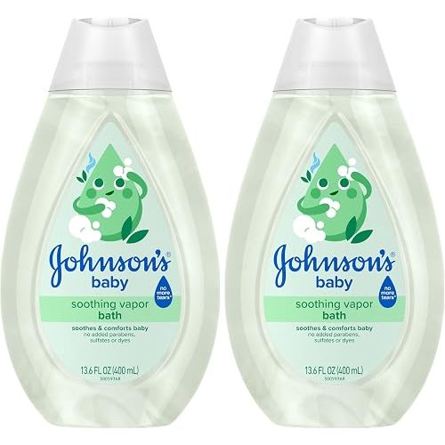 Johnson's Baby Vapor Bath with Soothing Aromas to Relax Babies, Tear-Free & Hypoallergenic Liquid Baby Bath Formula, No Parabens, Sulfates, Dyes, or Phthalates, 13.6 fl. oz (Pack of 2)