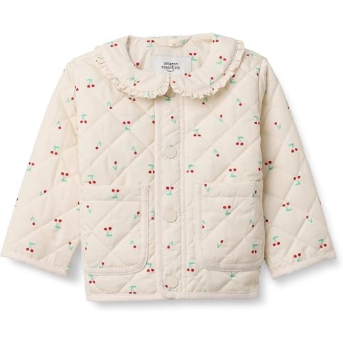 Amazon Essentials x Sofia Grainge Toddler and Baby Girls' Midweight Quilted Field Jacket with Ruffle