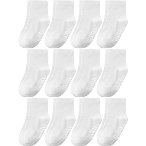 Baby Toddler Socks Grip Non Slip Boys Girls Kids Cotton 12 Pack Ankle Socks