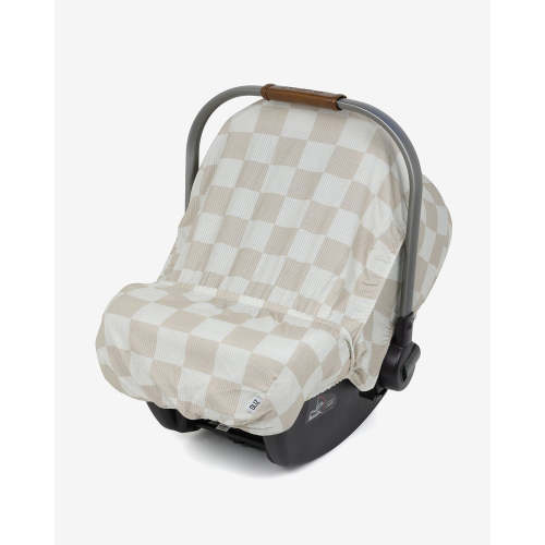 Summer Lite Infant Car Seat GlizCover - Neutral Sandy Taupe and Cream Classic Checkers – Gliz Design