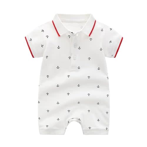 Baby Boys Polo Romper Short Sleeve Collared Cotton One-Piece Coverall Summer Baby Stuffs outfits