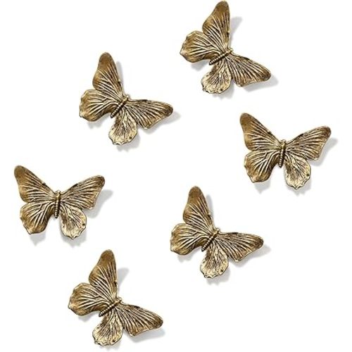 GUSFREUD 3D Butterfly Wall Decor Set – Resin Wall Decorations for Living Room, Bedroom, Garden, Yard, Outdoor and Gallery Walls - Antique Copper - Set of 6