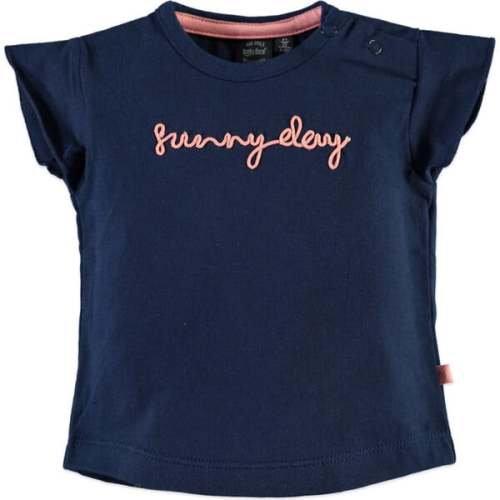 "Sunny Day" Print Short Ruffled Sleeve Tee Shirt, Midnight Blue - Babyface | Maisonette