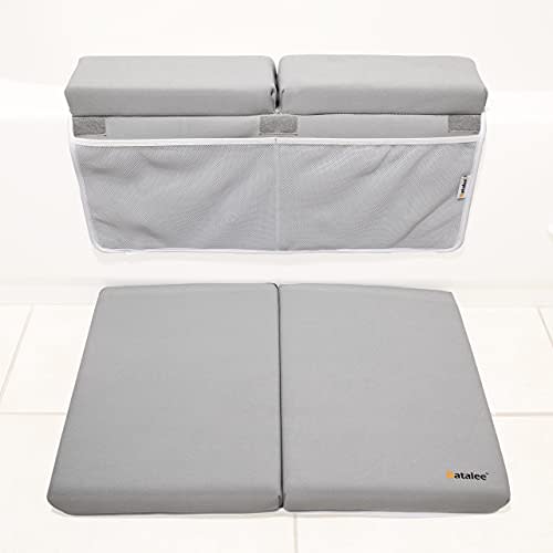 Bath Kneeler and Elbow Rest Pad for Tub Bathing Extra Large Padded Kneeler Mat for Comfort 4 Deep Large Mesh Pockets Bathtub Toys Shampoo Soap Bottles Organized Baby Shower Newborn Gift for Mothers