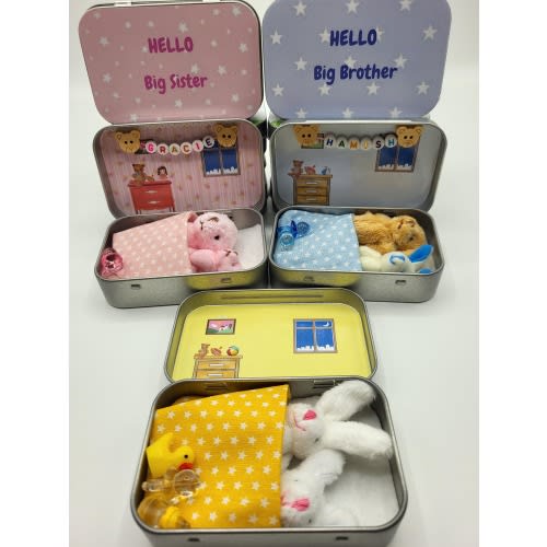 Hello Big Brother or Sister sibling Gift. Teddy Bear Sibling Reveal personalised present from baby