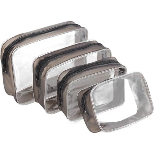 4PCS Diaper Bag Organizer Zipper Pouch Clear Travel Makeup Toiletry Storage Transparent Portable Travel Packing Clutch Cube Bags Small Cosmetic Bag Compact Car Accessories for Women Baby Nursing