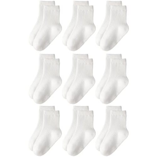 HONGTEYA 9 Pairs Toddler Boys Socks, Baby Non Slip Socks for Infant Cotton Sock with Grippers 0-5 Years