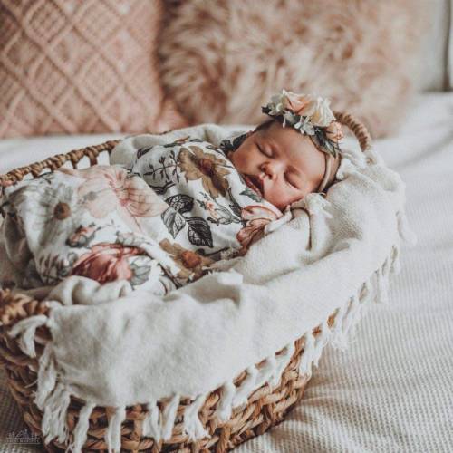 Floral Muslin Swaddling Blanket | 100% Cotton | Nursery Baby Wrap | Soft Newborn Baby Girl Gift Registry Essential