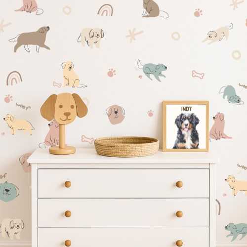 Dog Fabric Wall Decals, Peel and Stick, Boho Nursery Decor