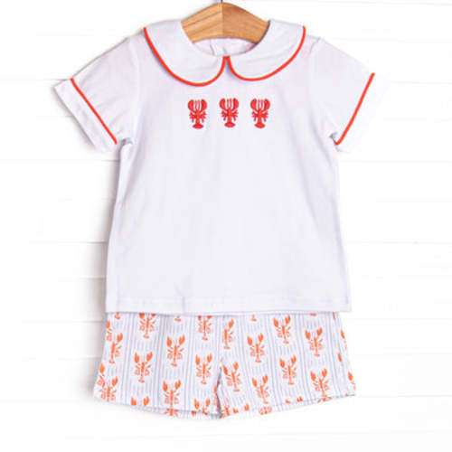 Coastal Catch Embroidered Short Set, Red – Stitchy Fish