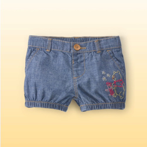 Baby Girl Disney© Winnie the Pooh Chambray Embroidered Bubble Shorts - Medium Wash - OshKosh B'gosh | Carter's
