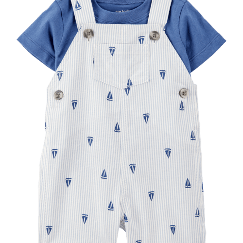 Blue Baby 2-Piece Tee & Sailboat Shortall Set - Blue | Carter’s Oshkosh Canada
