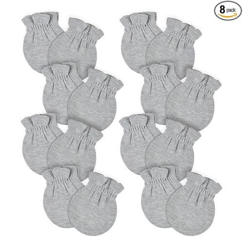 Gerber Baby Girls 8-pack And No Scratch Mittens, Gray Heather, 0-3 Months 8-pack US