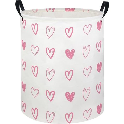 Baby Laundry Hamper kids laundry Basket Waterproof Laundry Bag for Bedroom Toy Clothes Organizer Room Décor(Pink Heart)