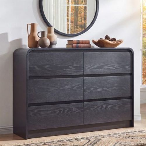 SinCiDo 6 Drawers Dresser for Bedroom, Modern 47in Wide Dressers & Chests of Drawers, Black