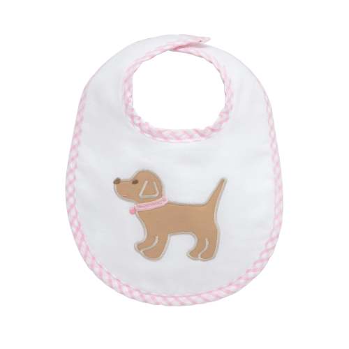 Puppy Applique Basic Bib, Pink
