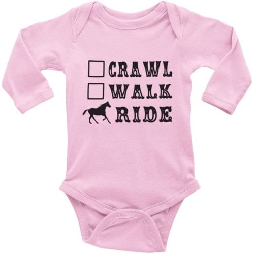 Crawl Walk Ride Horse Cute Baby Cartoon Bodysuit Short Sleeve Rompers Jumpsuit Unisex
