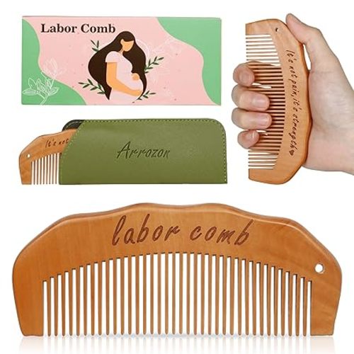 Arrozon Birth Comb for Women Labor, Hospital Bag Must Haves for Pregnant Mom, Wooden Labor comb Natural Labor and Delivery Essentials, New Mom Gifts Birthing Comb