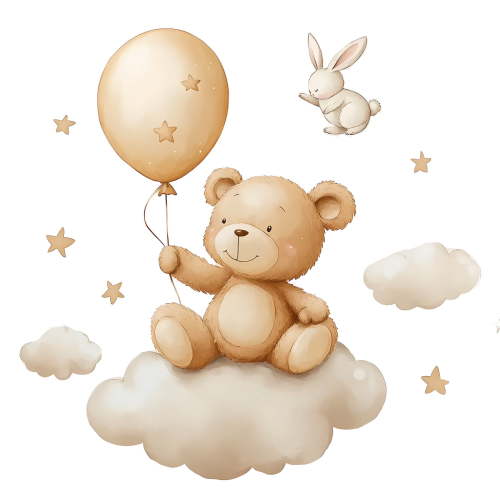 Cloud Stars Bear Wall Stickers Nursery Kids Room Decor Adhesive Removable Wall Decals Home Decorations