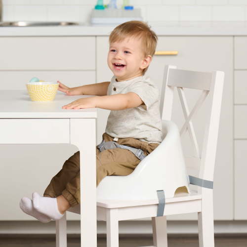 Regalo Baby Basics Booster, Ages 6 Months & Up, Secure 3 Point Safety Harness, Baby Booster Seat, White