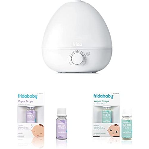 Frida Baby 3-in-1 Humidifier + Diffuser + Nightlight Bundle with Natural Sleep and Breathe Vapor Drops - 3-in-1 Humidifier + Bath Drops + Bath Drops