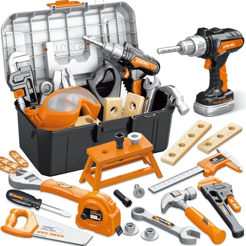 LINXUXIE 44 PCS Kids Tool Set, Toys Construction Tools for Toddler, Chirstmas Birthday Gifts for 1-3 3-5 5-8 Year Old