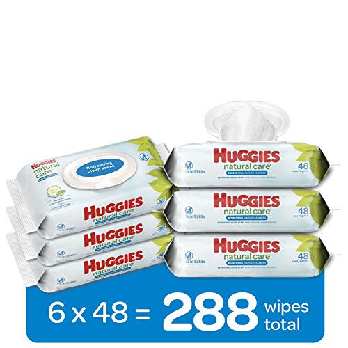Huggies Natural Care Refreshing Baby Wipes, Scented, 6 Flip-Top Packs (288 Wipes Total)