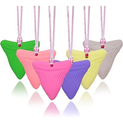 Sensory Chew Necklace for Autistic Children Girls, 6 Pack Silicone Oral Motor Aids Chew Toys for Kids Sensory Need- Reduces Chewing Fidgeting for Children Adults Chewer