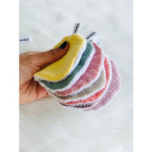 Round Washable Cloth Babies Organic Muslin Pad Newborn Reusable Organic Cotton Wash Cloth Make up Remover Pad Eco Friendly Wash Cloth Bamboo