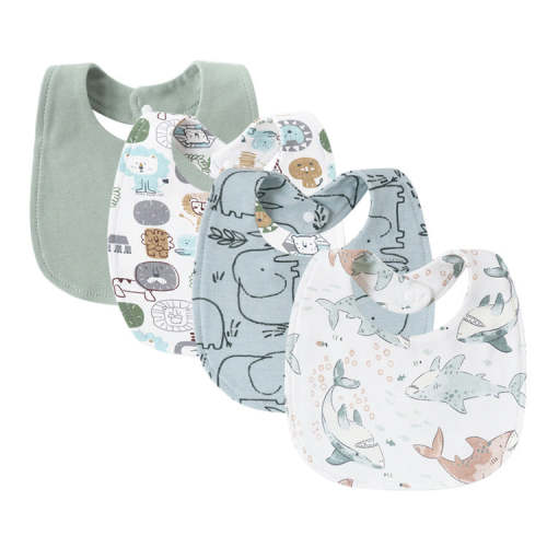 4-Piece Baby Bib Set - Double Layer Cotton Square Bibs – Baby Sleep Better