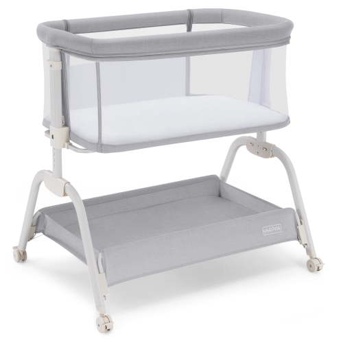 HARPPA Baby Bassinet Bedside Sleeper, Grey, 6 Height Adjustable Mesh