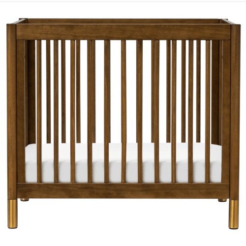 Babyletto Gelato 4-in-1 Convertible Mini Crib | Natural Walnut with Gold Feet