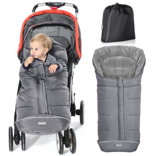 Orzbow Upgraded Warm Bunting Bag Universal, Stroller Sleeping Bag, Waterproof Toddler Footmuff(Grey)