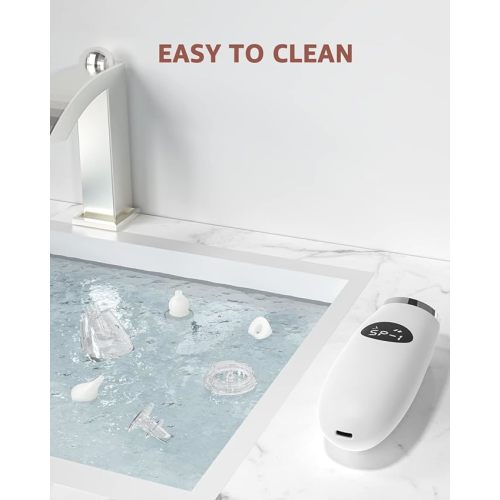 GROWNSY Nasal Aspirator for Baby | Baby Nose Sucker | Electric Nose Suction for Toddler, Ergonomic Booger Sucker with 3 Silicone Tips, Pause & Music & Light Soothing Function - Grey