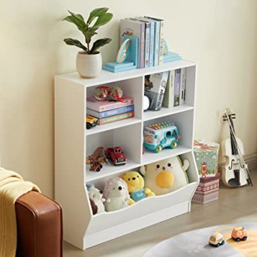 Toy Organizers and Storage, Kids Bookshelf and Bookcase for Playroom, Bedroom, Reading Nook, Toddler's Room, Nursery, White
