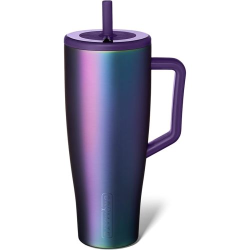 BrüMate Era 40oz Tumbler with 100% Leakproof Straw Lid | Insulated Stainless Steel Water Bottle with Handle | Flexible SoftSip Straw | Cup-Holder Friendly for Travel | BPA-Free (Dark Aura)