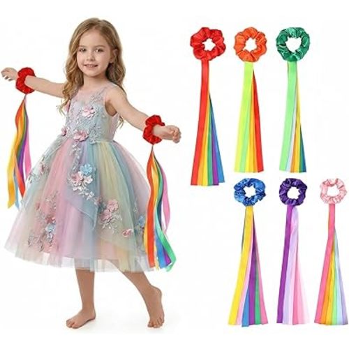 Rainbow Dance Ribbons, Wrist Ribbons for Dancing Rhythm, Multi-Colored Handheld Rhythm Ribbons, Suitable for Gymnastics and Dance Ribbons for Children and Teenagers