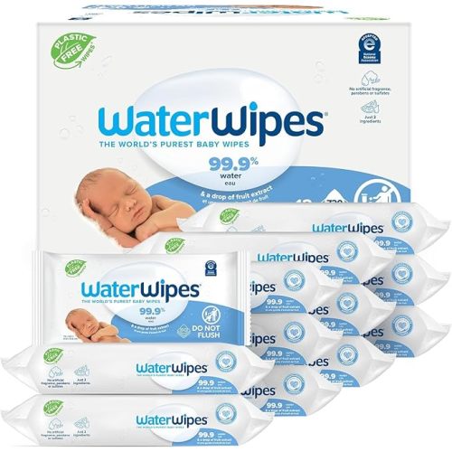 WaterWipes Sensitive+ Newborn & Baby Wipes, 3-In-1 Cleans, Cares, Protects, 99.9% Water, Unscented & Hypoallergenic, 720 Count (12 Packs)