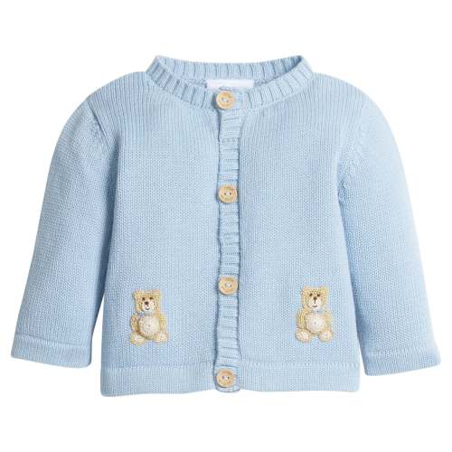 Crochet Cardigan - Blue Teddy Bear