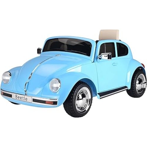 Aosom Licensed Volkswagen Beetle Electric Kids Ride-On Car 6V Battery Powered Toy with Remote Control Music Horn Lights MP3 for 3-6 Years Old Blue
