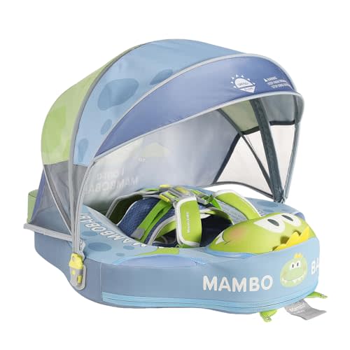Mambobaby Float Non-Inflatable Baby Float with Canopy, Five-Point Safety System, 3D Canopy(Detachable) UPF 50+, Baby Pool Floats for 3-24 Months, Dual-Mode Toddler Swim Floaties