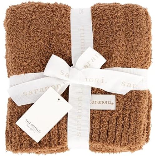 Saranoni Bamboni Luxury Baby Blanket | Cozy & Soft Plush Receiving Blankets | Perfect for Girls & Infant Baby Boy Blankets | Caramel - 30” x 40"