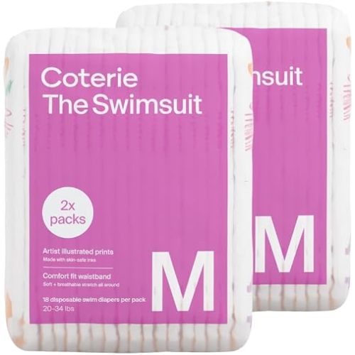 Coterie Baby Swim Diapers, Size Medium (20-34 lbs), 2-Pack