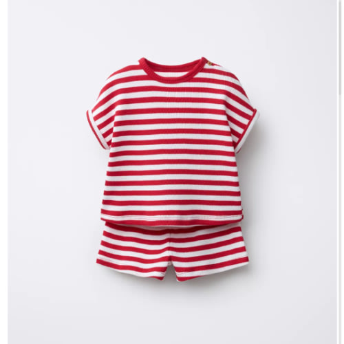 WAYAS WAFFLE SHIRT AND BERMUDA SET - Red | ZARA United States