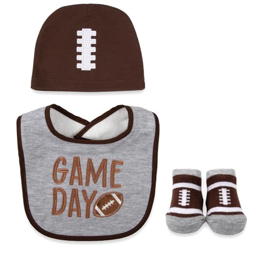 Baby Bib, Booties & Headwear Gift Set – 3 Piece Outfit for Boys & Girls – Halloween, Fall, Thanksgiving, Football & Christmas
