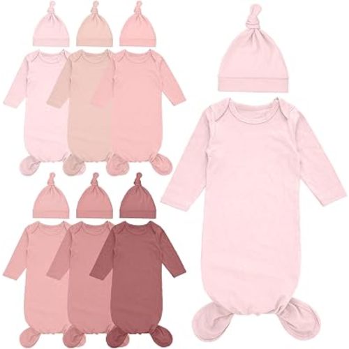 Cuffbow Newborn Baby Knotted Gowns Set Long Sleeve