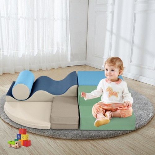 SEVOBAL Baby Activity Gyms 6 Piece Soft Climbing Set for Toddlers Crawling and Play, Multicolored, 25.83"*21.33"*17"