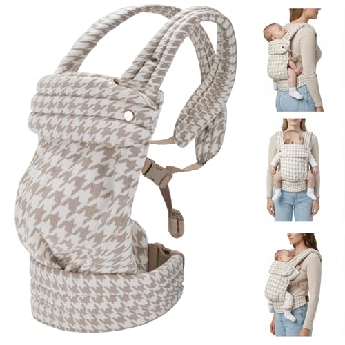 CycleMore Ergonomic Baby Carrier Newborn to Toddler - Lightweight & Breathable Infant Carrier with 3 Carry Positions, Hip-Healthy M-Shape Seat for 7-35 lbs (Houndstooth)