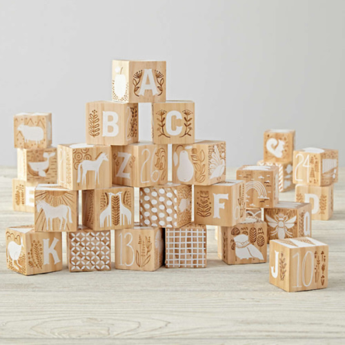 Etched Wooden Baby Blocks