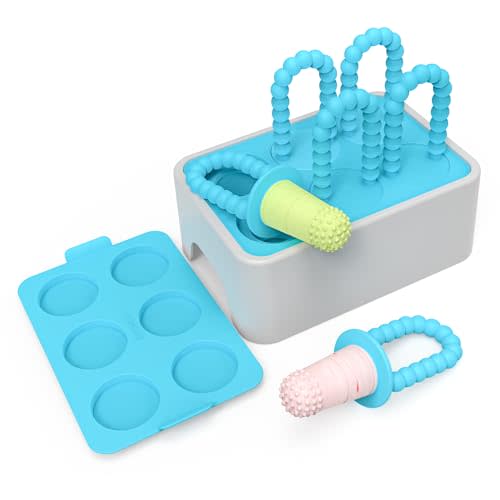 Morlike Baby Tiny Pops, 100% Silicone Popsicle Mold for Infants 4 Months +, Breastmilk Ice Pop Molds Teethers for Teething Relief, Baby Essentials, BPA Free & Dishwasher Safe (Mint)
